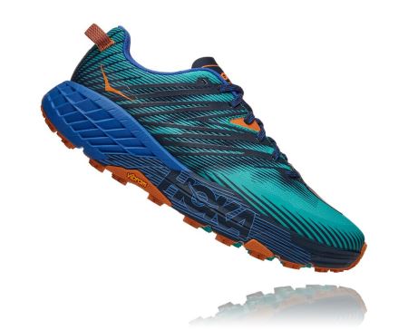 Hoka One One Speedgoat 4 - Adidasi Alergare Largi Barbati Albastri | RO-XLQSuaB